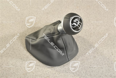 Schalthebelknopf, Schwarz, Leder, 5-gang schaltgetriebe