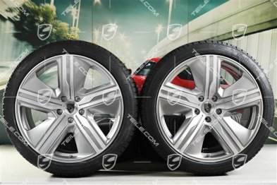 22" Macan Exclusive Design Winterräder Satz, Felgen 9J x 22 ET29 + 11J x 22 ET47 + NEUE Continental Winterreifen 255/40 R22 + 295/35 R22, in Platinsilber