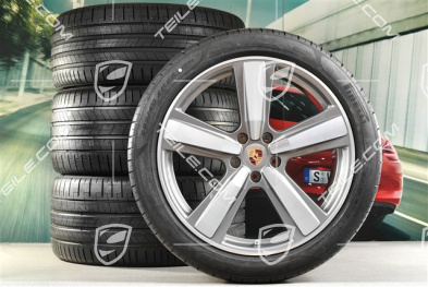 22" Sommerräder Cayenne Coupé Exclusive Design Sport, Felgen 10J x 22 ET48 +11,5J x 22 ET52 + Pirelli Sommerreifen 285/40 R22 + 315/35 R22, in Platinsilber