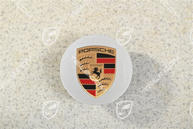 Hub cap, concave, colour emblem, brilliant silver
