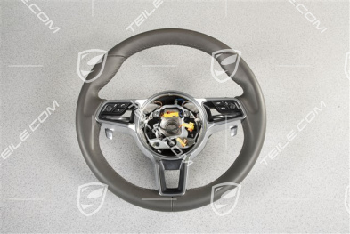 Sports multifunction steering wheel, 3-spoke, without compass, heated, Leather, Agate grey