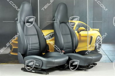 Seats, manual adjustable, leather, Metropole blue, set (L+R)