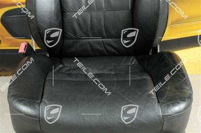 Sitz, el einstellbar, Leder, Schwarz, Raffleder, Porsche Wappen, L