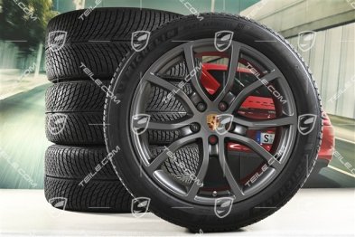 21-inch Cayenne Exclusive Design winter wheel set, rims 9,5J x 21 ET46 + 11,0J x 21 ET58 + Michelin winter tyres 285/45 R21 + 305/40 R21, with TPMS, Vesuvius Grey