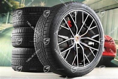21" Koła zimowe Macan Design, komplet, felgi 8,5J x 21 ET27 + 10,5J x 21 ET47 + opony zimowe Continental 255/45 R21 + 285/40 R21, czarny wysoki połysk