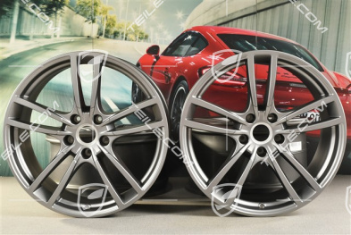 21" Felgensatz Cayenne Turbo, 11J x 21 ET49 + 9,5J x 21 ET46, Platinum Seidenmatt