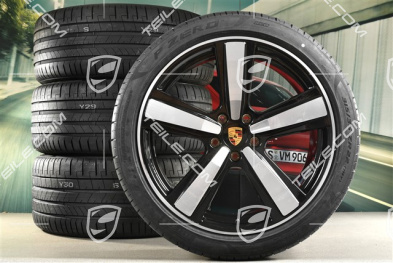 22-inch summer wheel set Cayenne Exclusive Design Sport, wheel rims 10J x 22 ET48 +11,5J x 22 ET61 + Pirelli summer tyres 285/40 R22 + 315/35 R22, black high gloss