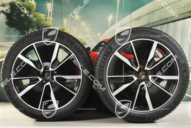 21" Koła zimowe Turbo, komplet, felgi 8,5J x 21 ET27 + 10,5J x 21 ET47 + NOWE opony zimowe Michelin Pilot Alpin 5 SUV 255/45 R21 + 285/40 R21, czarny wysoki połysk