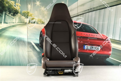 Seat, el. adjustable, 14-way, lumbar, ventilation, leather, espresso, with Porsche crest, L