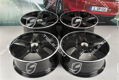 19-inch Cayman S wheel set, 8J x 19 x ET 57 + 9,5J x 19 x ET 45, wheel spokes in black