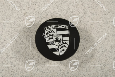Hup cap, convex, crest black-white, black satin matt
