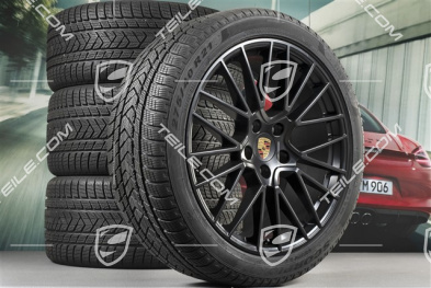 21-inch Cayenne COUPÉ RS Spyder winter wheel set, rims 9,5J x 21 ET46 + 11,0J x 21 ET49 + Pirelli winter tyres275/40 R21 + 305/35 R21, with TPMS, black satin matt