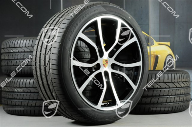 21" Cayenne Exclusive Design Sommerräder Satz, Felgen 9,5J x 21 ET46 + 11,0J x 21 ET58 + Pirelli P Zero Sommerreifen 285/40 R21 + 315/35 R21, mit RDK-Sensoren, schwarz (hochglanz)