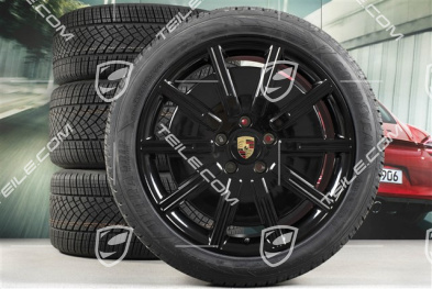 20" Sport Aero Winterräder Satz, Felgen 9J x 20 ET54 + 11J x 20 ET60, Pirelli Winterreifen 245/45 R20 + 285/40 R20, in Schwarz Hochglanz
