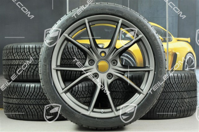 20-inch winter wheels set Carrera S (IV), rims (as new) 8,5J x 20 ET49 + 11J x 20 ET56 + NEW Michelin Pilot Alpin PA4 N1 winter tyres 245/35 R20 + 295/30 R20 (0 Km), in platinum
