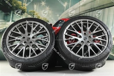 21" Panamera Exclusive Design Winterräder Satz, Felgen 9,5J x 21 ET71 + 10,5J x 21 ET71 + Michelin Winterreifen 275/35 R21 + 315/30 R21, Platinsilber