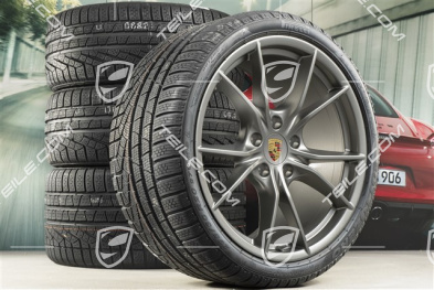 20-inch winter wheels set Carrera S (IV), rims 8,5J x 20 ET49 + 11J x 20 ET56 + Pirelli Sottozero II winter tyres 245/35 R20 + 295/30 R20, in platinum