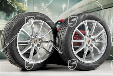 20-inch Cayenne Design summer wheel set, rims 9J x 20 ET50 + 10,5J x 20 ET64 + NEW Pirelli summer tyres 275/45 R20 + 305/40 R20, with TPMS