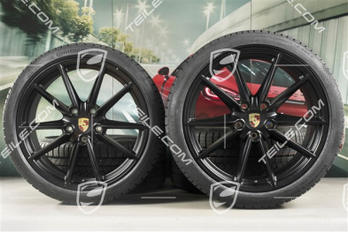 20/21-inch Carrera S winter wheel set, wheel rims 8,5J x 20 ET53 + 11J x 21 ET66 + Continental winter tyres 245/35 R20 + 295/30 R21,  in black satin-mat