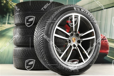 21" Cayenne Turbo Design Winterräder Satz, Felgen 9,5J x 21 ET46 + 11,0J x 21 ET49+ NEUE Michelin Winterreifen 285/45 R21 + 305/40 R21, mit RDK-Sensoren, Titan