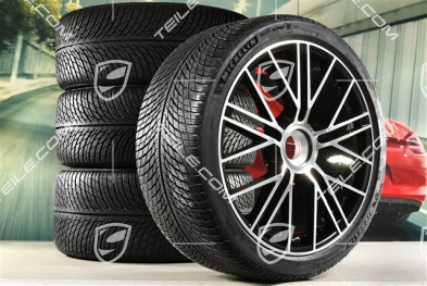 21-inch Panamera Turbo S Winter wheel set, central lock, wheel rims 9,5J x 21 ET71 + 10,5J x 21 ET71 + Michelin Pilot Alpin 5 winter tyres 275/35 R21 + 315/30 R21, black high gloss