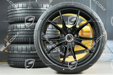 20" Carrera S summer wheels set, rims 8J x 20 ET57 + 10J x 20 ET45, Pirelli summer tires 235/35 ZR20 + 265/35 ZR20, black (high gloss), with TPMS