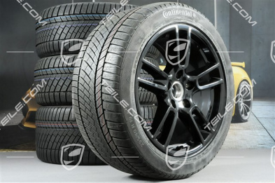 19" Koła zimowe, komplet "Panamera", felgi 9J x 19 ET64 + 10,5 J x 19 ET62 + opony zimowe Continental ContiWinterContact PS830 P 265/45 R19 + 295/40 R19, czarny wysoki połysk