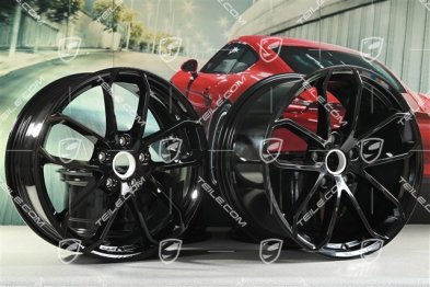 20" Komplet felg SPYDER, 8,5J x 20 ET57 + 10,5J x 20 ET47, czarny wysoki połysk