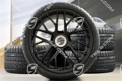 20" Turbo S Koła zimowe komplet do Turbo S / GTS, centralnie mocowane, felgi 8,5J x 20 ET51 + 11J x 20 ET59 + NOWE opony zimowe Pirelli Sottozero II 245/35 R20+295/30 R20, czujniki ciśnienia, czarny półmat satyna