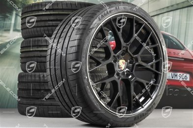 20"+21" Sommerräder Satz RS Spyder Design, Felgen 8,5J x 20 ET53 + 11,5J x 21 ET67 + NEUE Sommerreifen 245/35 R20 + 305/30 R21, mit RDK-Sensoren, schwarz hochglanz