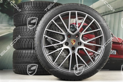 21" koła zimowe Cayenne RS Spyder, komplet, felgi 9,5J x 21 ET46 + 11,0J x 21 ET58 + opony zimowe Michelin 275/40 R21 + 305/35 R21, mit RDK-Sensoren, Titanium