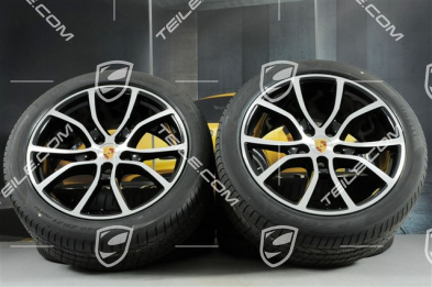 21" Cayenne Exclusive Design Sommerräder Satz, Felgen 9,5J x 21 ET46 + 11,0J x 21 ET58 + Pirelli P Zero Sommerreifen 285/40 R21 + 315/35 R21, mit RDK-Sensoren, schwarz (hochglanz)