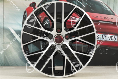 20" Felge Taycan Turbo Aero, 9J x 20 ET54, schwarz hochglanz mit glanzgedrehter Stirnfläche