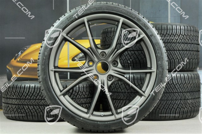 20-inch winter wheels set Carrera S (IV), rims (as new) 8,5J x 20 ET49 + 11J x 20 ET56 + NEW Michelin Pilot Alpin PA4 N1 winter tyres 245/35 R20 + 295/30 R20 (0 Km), in platinum