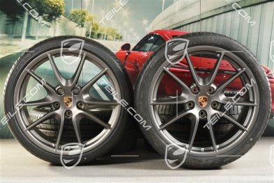 20-inch Carrera S (III) summer wheel set, rims 8,5J x 20 ET51 + 11J x 20 ET70, Pirelli summer tyres 245/35 ZR20 + 295/30 ZR20, Platinium satin matt, with TPMS