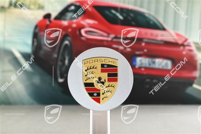 Hub cap, concave, crest coloured, GT-Silver metallic