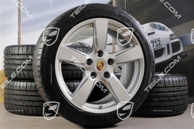 19-inch Cayman S summer wheel set, 8J x 19 ET57 + 9,5J x 19 ET45 + NEW summer tyres 235/40 ZR19 + 265/40 ZR19 + TPM