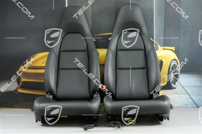 Seats, manual adjustment, heated, leather/leatherette, black, set (L+R)