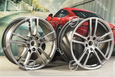 21" Felgensatz Cayenne Turbo, 11J x 21 ET49 + 9,5J x 21 ET46, Platinum Seidenmatt