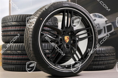 20-inch SportDesign summer wheel set, Exclusive - black high gloss, 8,5J x 20 ET51 + 11J x 20 ET70, NEW Pirelli summer tyres 245/35 R20 + 295/30 R20