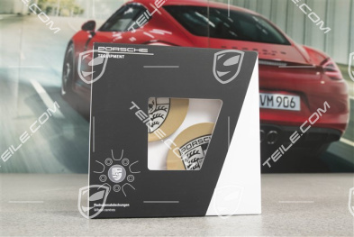 Hub cap set, crest monochrome, concav, silk-gloss black