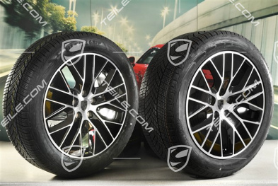 20-inch Macan S winter wheel set, rims 7,5J x 20 ET32 + 10J x 20 ET49 + NEW Goodyear winter tyres 235/55 R20 + 285/45 R20, black high gloss