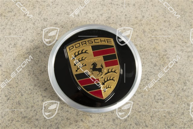 Radzierdeckel, Wappen farbig, schwarz hochglanz/ Ring in silber