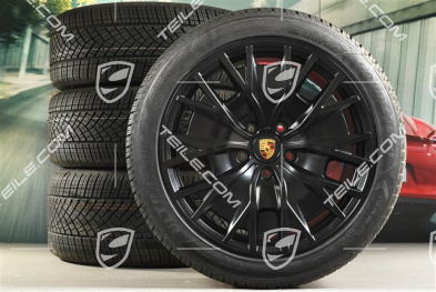 20" Turbo S Aero Design Winterräder Satz, Felgen 9J x 20 ET54 + 11J x 20 ET60 + Goodyear Winterreifen 245/45 R20 + 285/40 R20, schwarz seidenmatt