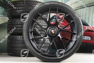 20" Koła letnie, komplet Turbo Sport III do 991.2 GTS, centralne mocowanie, felgi 9J x 20 ET51 + 12J x 20 ET63 + NOWE opony letnie 245/35 ZR20 + 305/30 ZR20, czarny satynowy mat