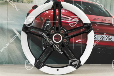 21" Felga Mission E Design, 11,5J x 21 ET66, czarny wysoki połysk/Biały Carrara
