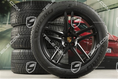 20" "Macan Turbo" koła zimowe, komplet, felgi 9J x 20 ET26 + 10J x 20 ET19 + NOWE opony zimowe Michelin Latitude Alpin 5, 265/45 R20 + 295/40 R20, czarny półmat, z czujnikami ciśnienia RDK