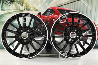 19" Komplet felg Sport Design, czarne, felgi 8J x 19 ET57 + 9,5J x 19 ET46, gwiazda felgi czarna / rant srebrny