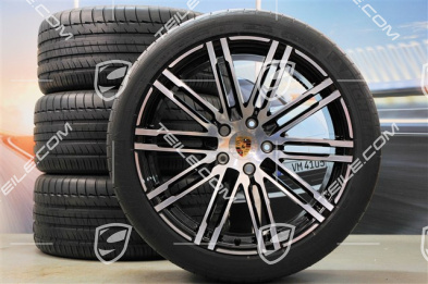 21" Turbo III Sommerräder Satz, Felgen 10J x 21 ET50 + Michelin Sommerreifen 295/35 R21, in SCHWARZ, mit RDK-Sensoren