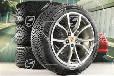 21" koła zimowe Cayenne Exclusive Design, komplet, felgi 9,5J x 21 ET46 + 11,0J x 21 ET58 + NOWE opony zimowe Michelin 285/45 R21 + 305/40 R21, z czujnikami ciśnienia